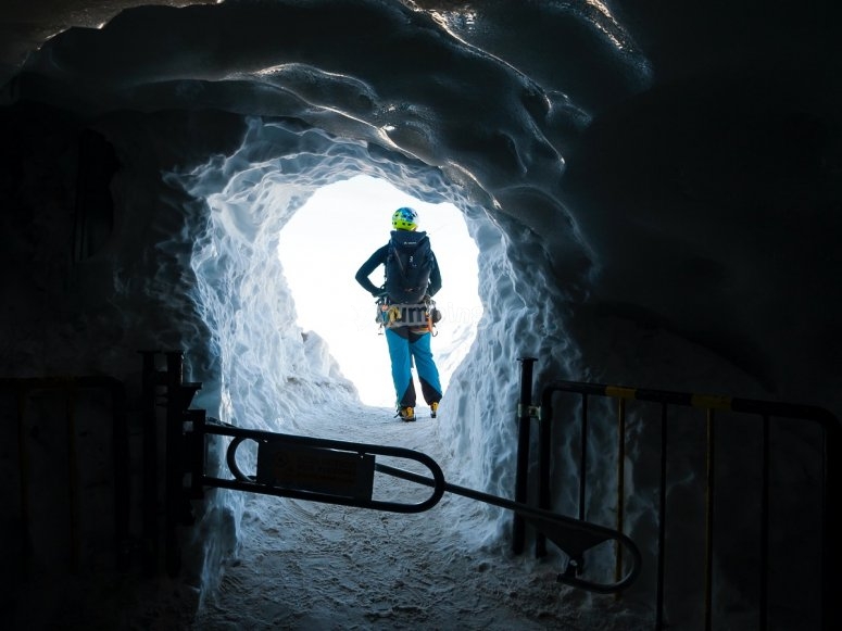 At the entrance of the cave