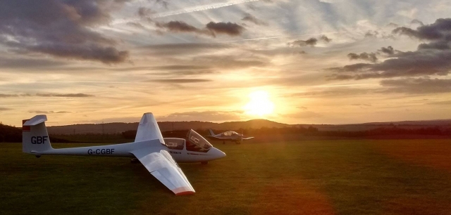 Beautiful sunset at London Gliding Club 