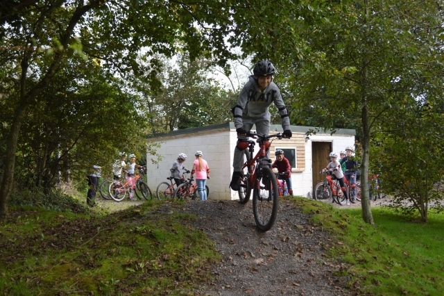 Having a mountain biking session