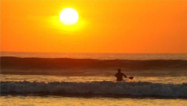 Surf Skiing at Westward Ho! with Skern Lodgesunset