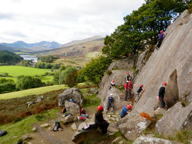 Climbing in view of Snowdon