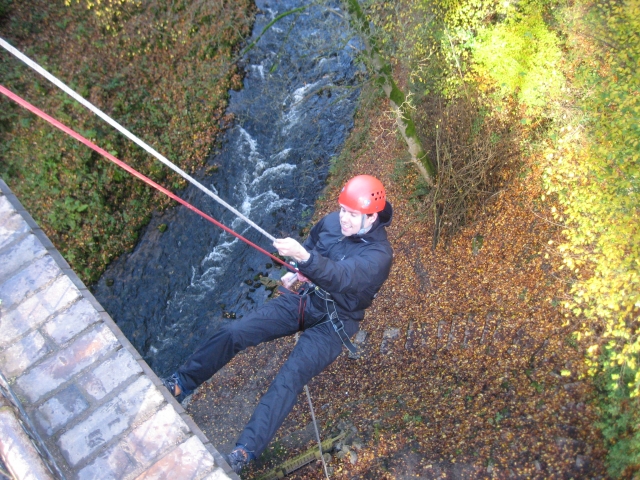 Abseiling off a viaduct