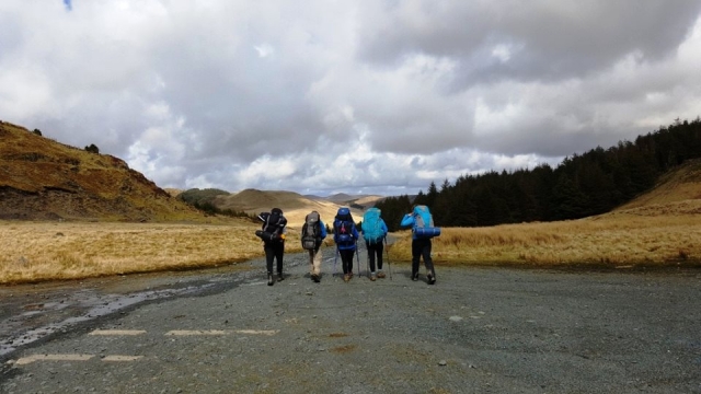 Hiking together as a team