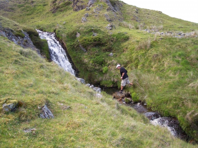 Crossing the waterfall in Devil's Bridge (Pontarfynach)