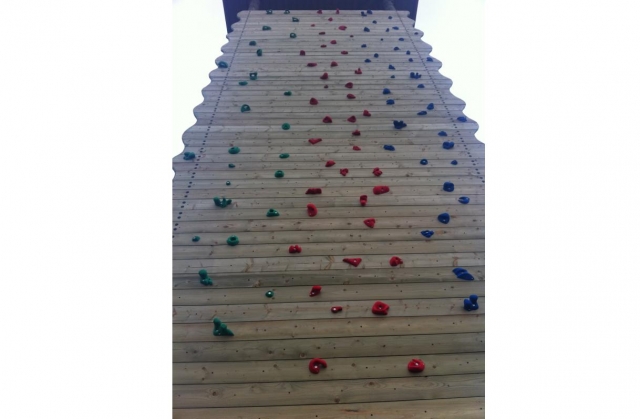 The climbing wall at Kingswood Dearne Valley Outdoor Education Centre