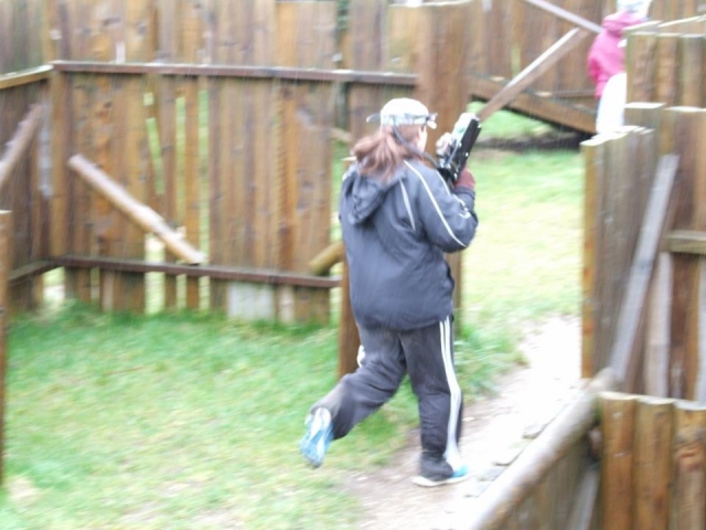 Have fun playing laser tag.