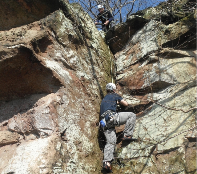 Climbing natuaral rockface.
