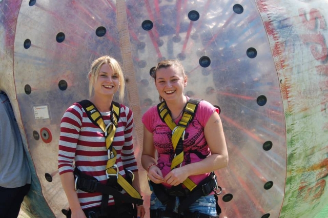 Frinds that zorbing get together 
