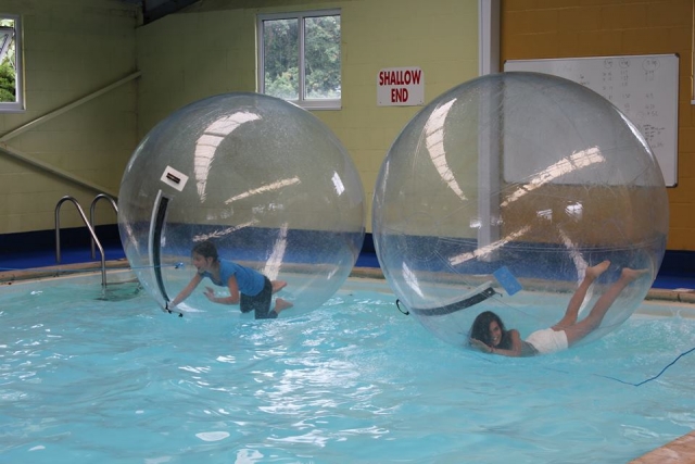 Beautiful ladies zorbing 