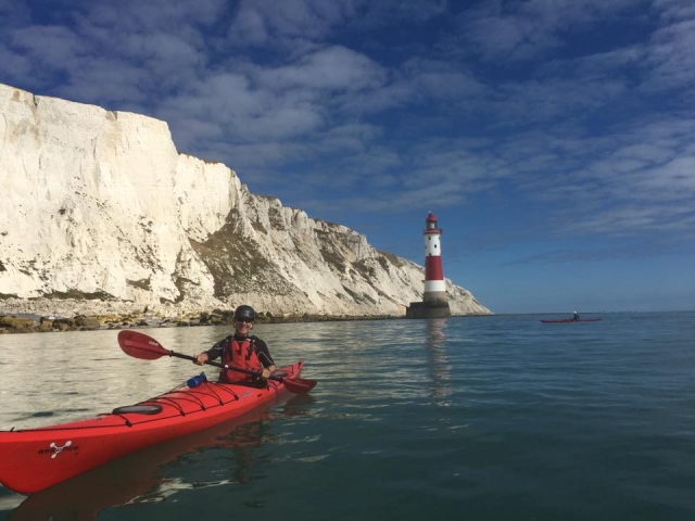 kayaking in the meadle of the sea