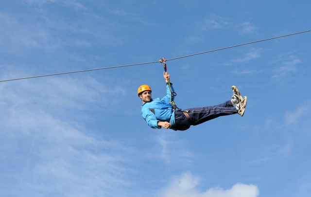 Zip lining at TreeTops Trail