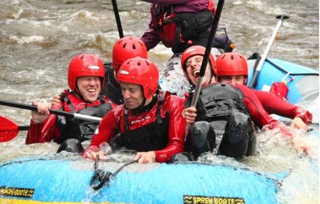 Having fun while rafting 