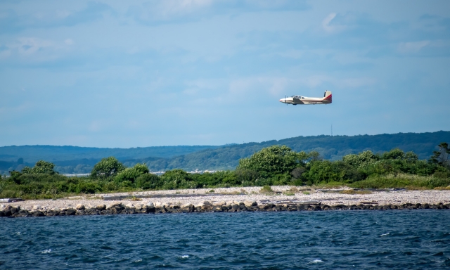 Flying over the water