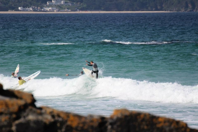 Surfing on the shore