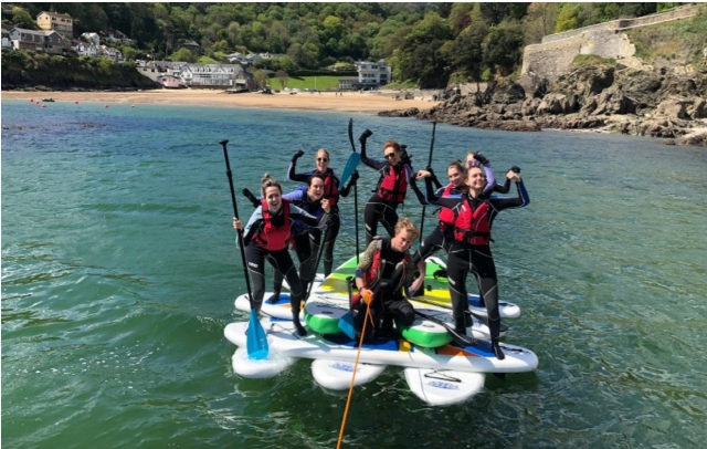 Paddleboarding with friends