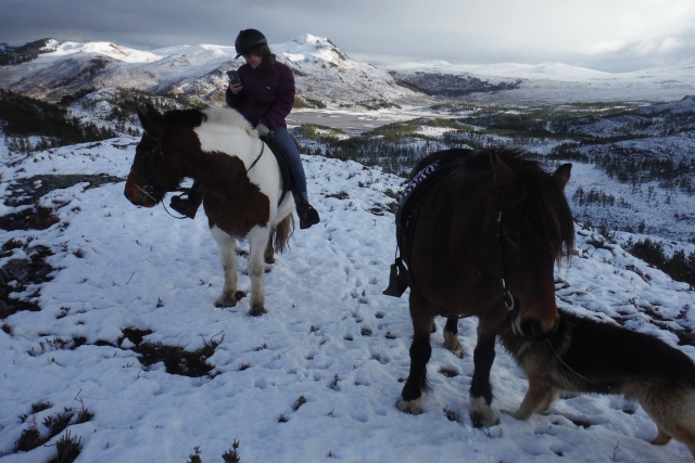  Femme prenant une photo des belles montagnes 