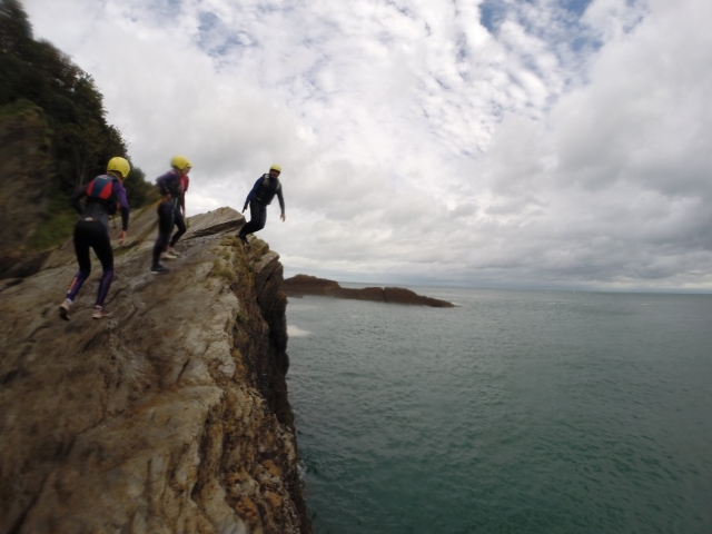 Jumping from a cliff