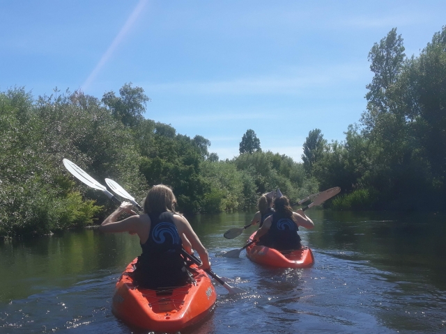 Paddling up the river