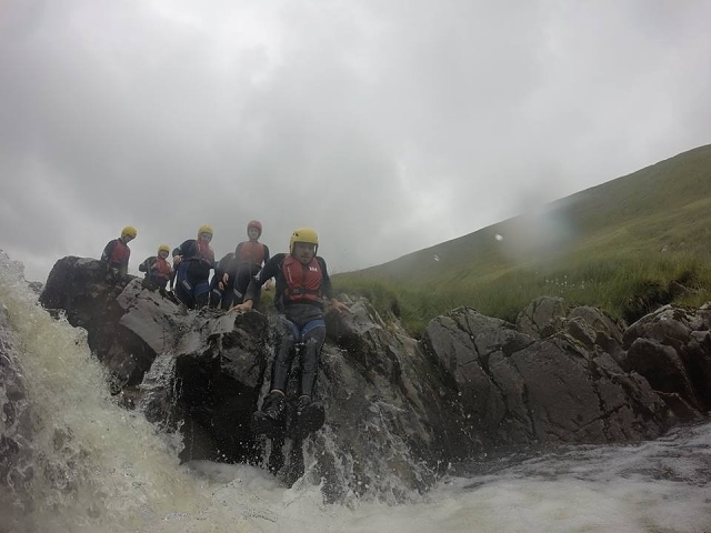 Diving into the water!
