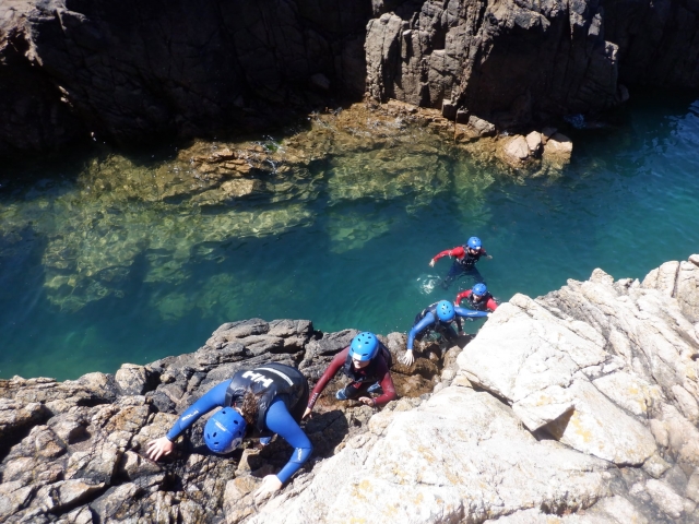 In the middle of our coasteering expedition