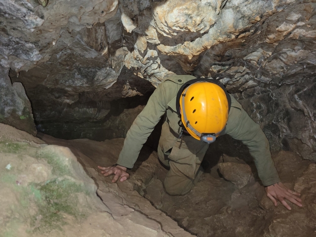 Caving in progress