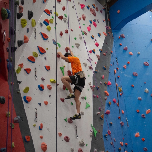 Fun time during indoor climbing