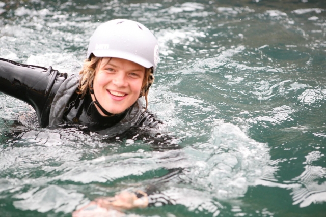 Big smiles while coasteering