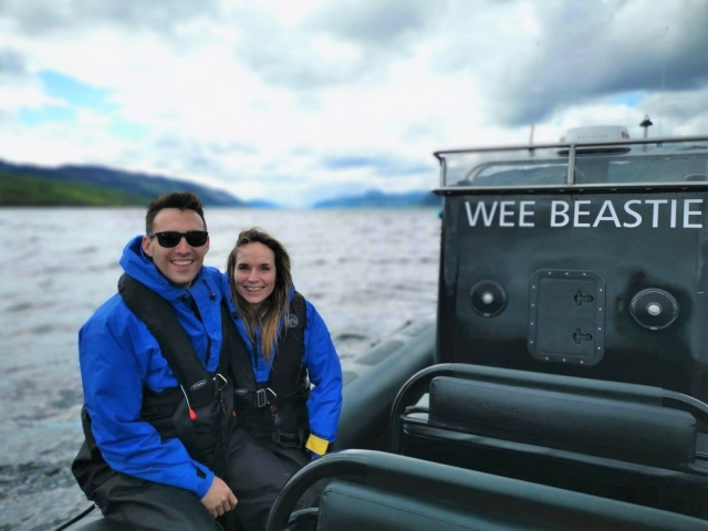 A couple on board the Wee Beastie