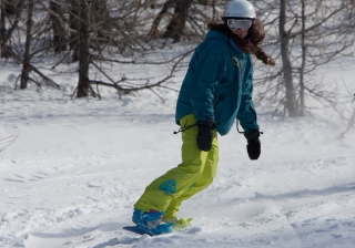 Waxing a snowboard