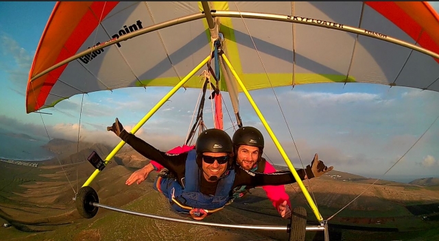 Two-seater hang gliding flight on the island of Lanzarote