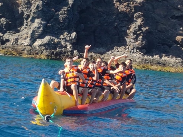Friends on a banana boat 