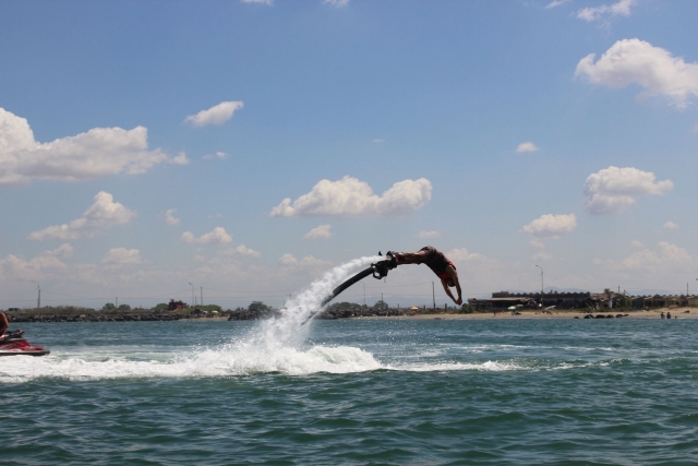 A dive into the water 