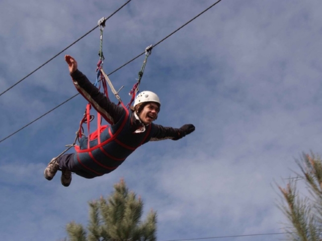 350 meter zip line at Superman in Lanhoso